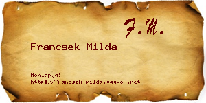 Francsek Milda névjegykártya